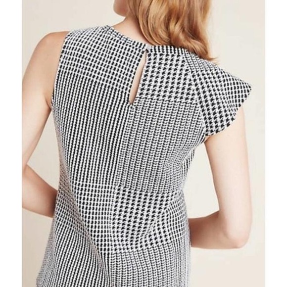 Anthropologie Callan Ruffled Houndstooth Sleeveless Top Large - Picture 2 of 4